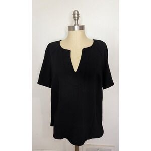 Trina Turk Women Size Large Black Top Blouse Shirt Casual Work Minimalist